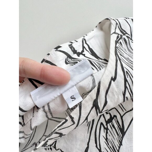 BRYN WALKER Ivy White Black Tulip Floral Cotton Oversized Tunic Top, Size S - Picture 11 of 14